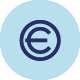 Icono de moneda del Euro fondo azul